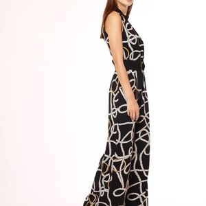 Wide Legged Halter Jumpsuit with Rope Print